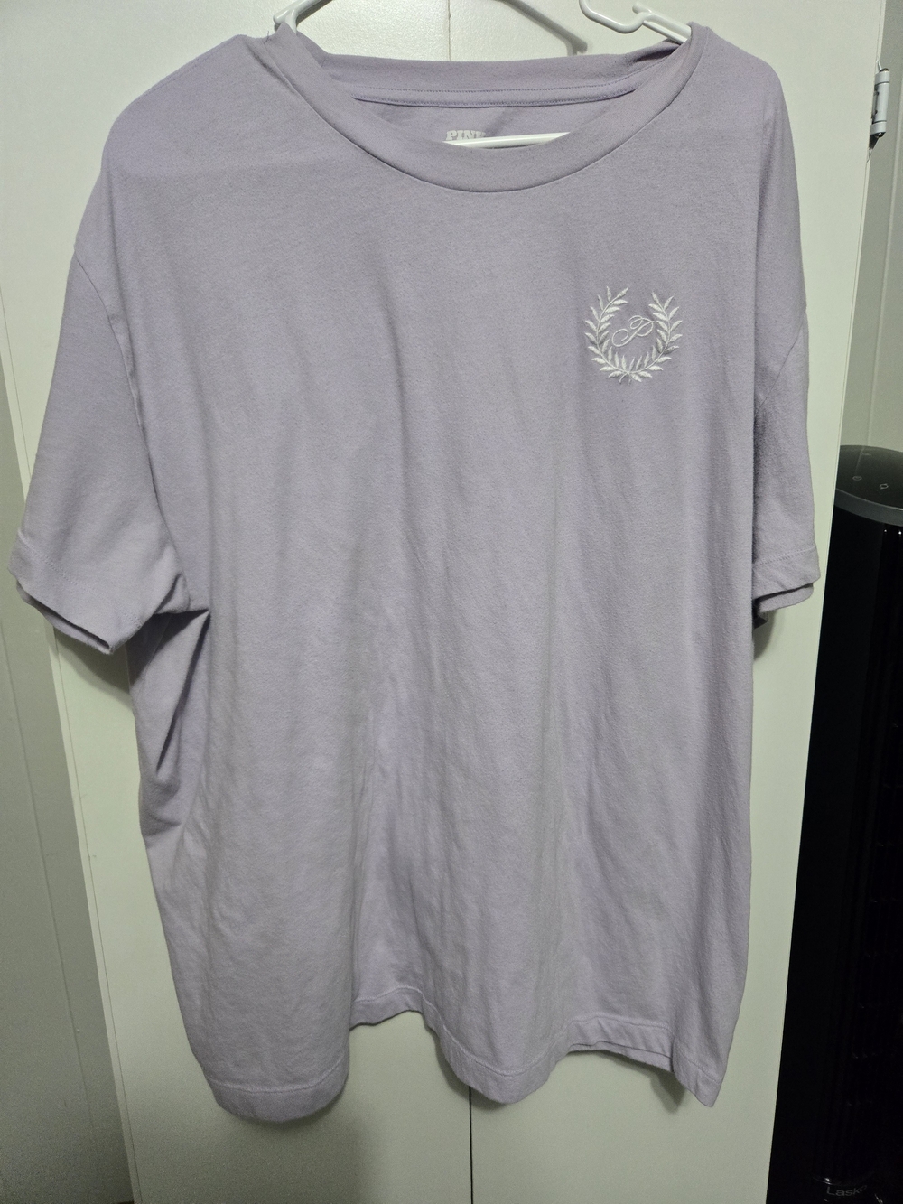 PINK Victoria's Secret Lavender Crewneck Tee with Laurel Emblem